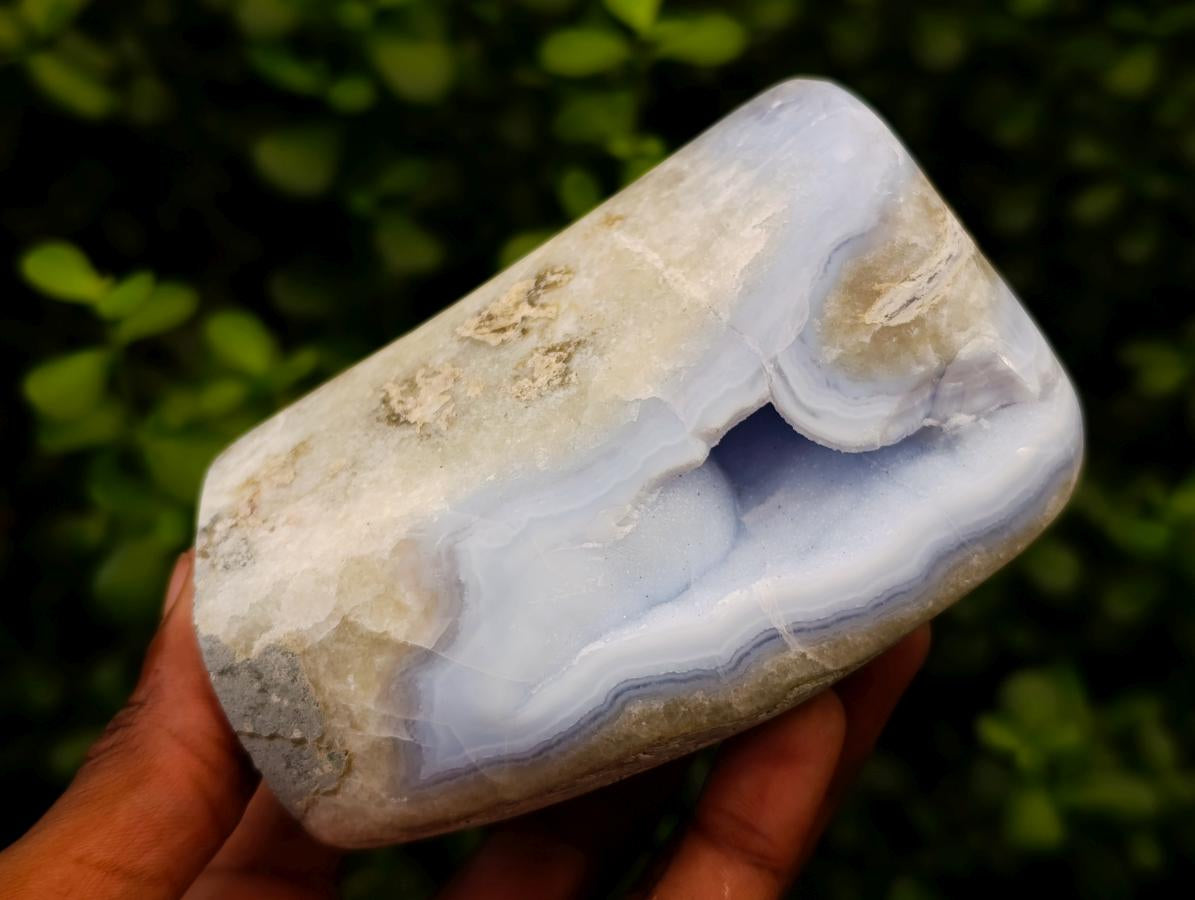 Polished Blue Lace Agate Standing Free Forms x 2 From Nsanje, Malawi