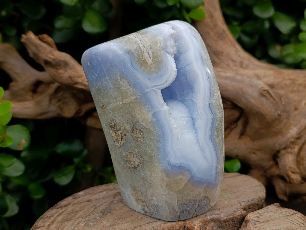 Polished Blue Lace Agate Standing Free Forms x 2 From Nsanje, Malawi