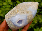 Polished Blue Lace Agate Standing Free Forms x 2 From Nsanje, Malawi