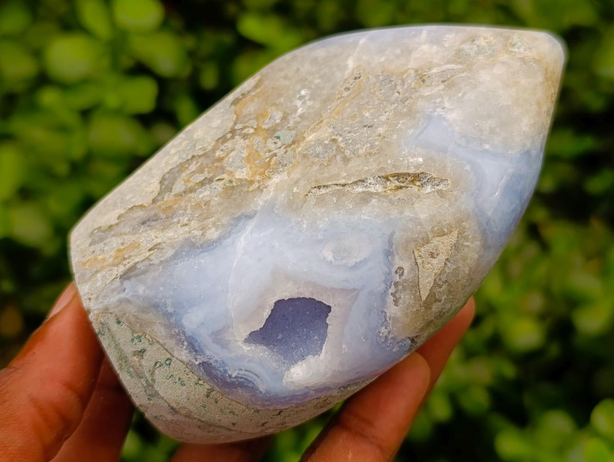 Polished Blue Lace Agate Standing Free Forms x 2 From Nsanje, Malawi