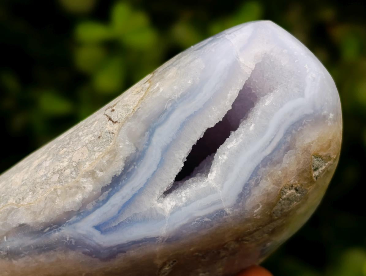 Polished Blue Lace Agate Standing Free Forms x 2 From Nsanje, Malawi