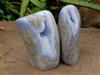 Polished Blue Lace Agate Standing Free Forms x 2 From Nsanje, Malawi