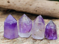 Polished Window Amethyst Crystals x 12 From Akansobe, Madagascar