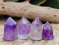 Polished Window Amethyst Crystals x 12 From Akansobe, Madagascar
