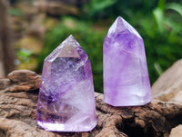 Polished Window Amethyst Crystals x 12 From Akansobe, Madagascar