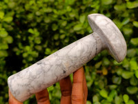 Polished Lightning Strike Howlite Mushrooms x 3 From Kadoma Zimbabwe