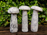 Polished Lightning Strike Howlite Mushrooms x 3 From Kadoma Zimbabwe