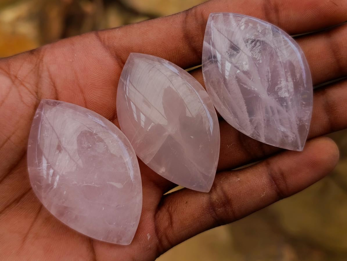 Polished Gemmy Rose Quartz Oval Free Forms x 35 From Madagascar