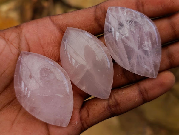 Polished Gemmy Rose Quartz Oval Free Forms x 35 From Madagascar