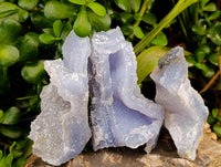Natural Etched Blue Chalcedony Geodes x 6 From Nsanje, Malawi