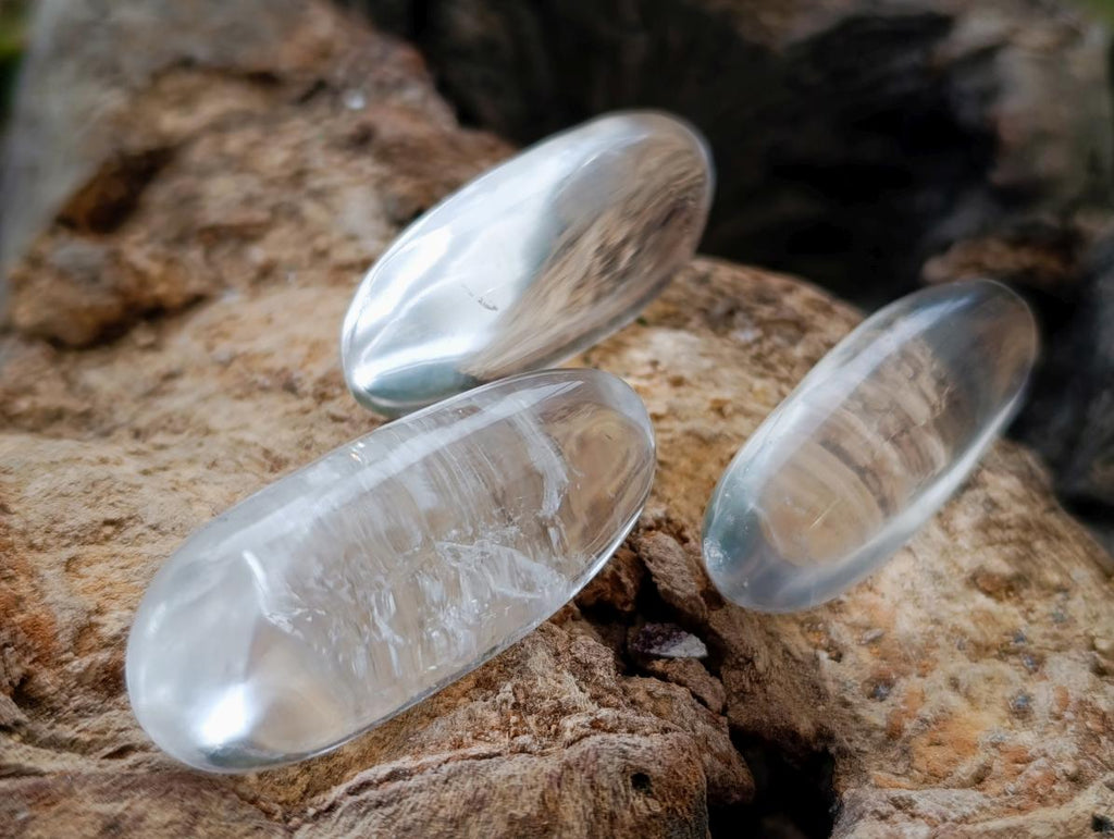 Polished Clear Quartz Crystal Galets x 35 From Madagascar