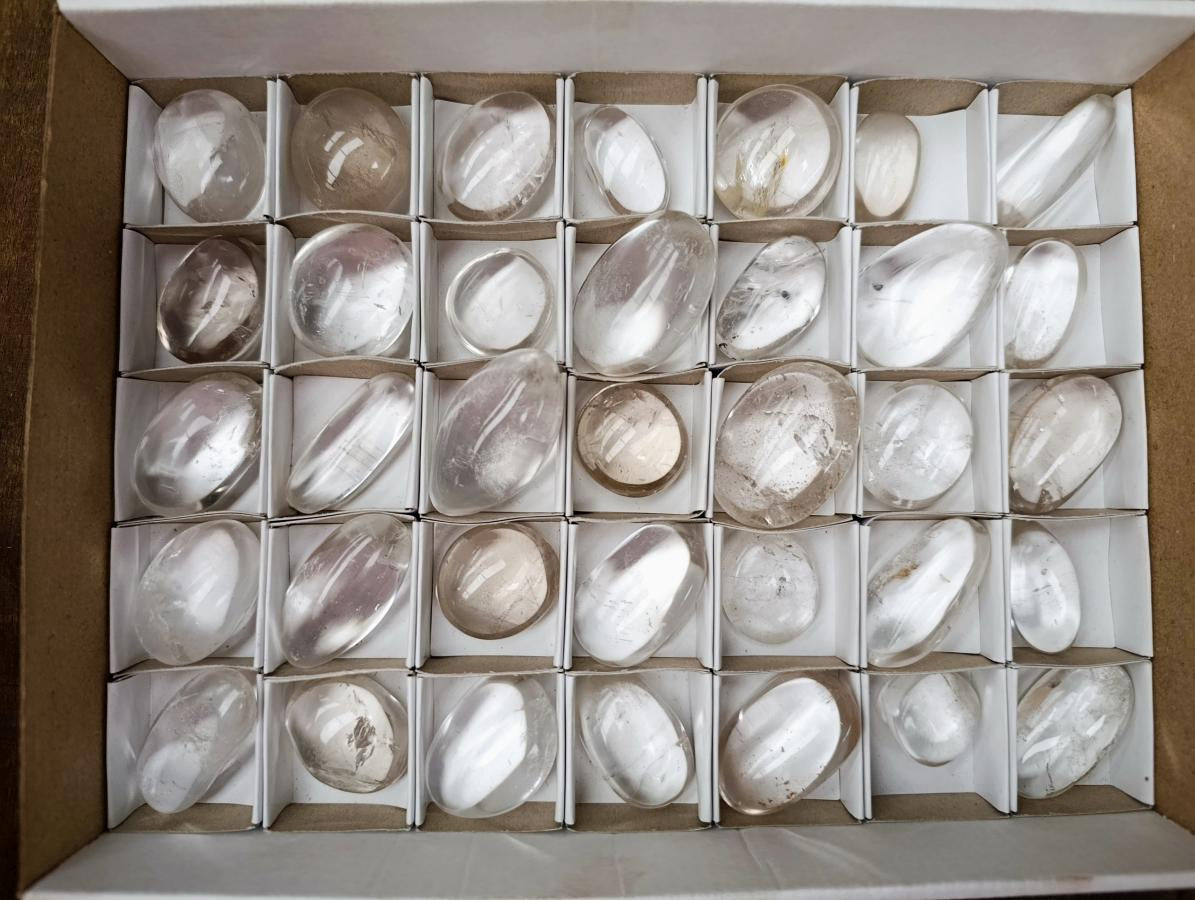 Polished Clear Quartz Crystal Galets x 35 From Madagascar