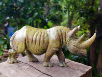 Hand Made Leopard Stone Rhino Carving x 1 From Nyanga, Zimbabwe