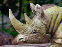 Hand Made Leopard Stone Rhino Carving x 1 From Nyanga, Zimbabwe