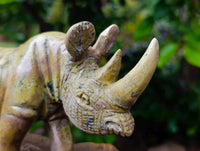 Hand Made Leopard Stone Rhino Carving x 1 From Nyanga, Zimbabwe