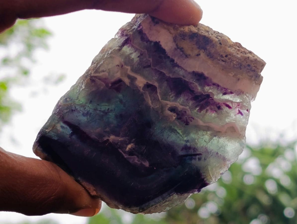 Polished On One Side Watermelon Fluorite Slices x 12 From Uis, Namibia