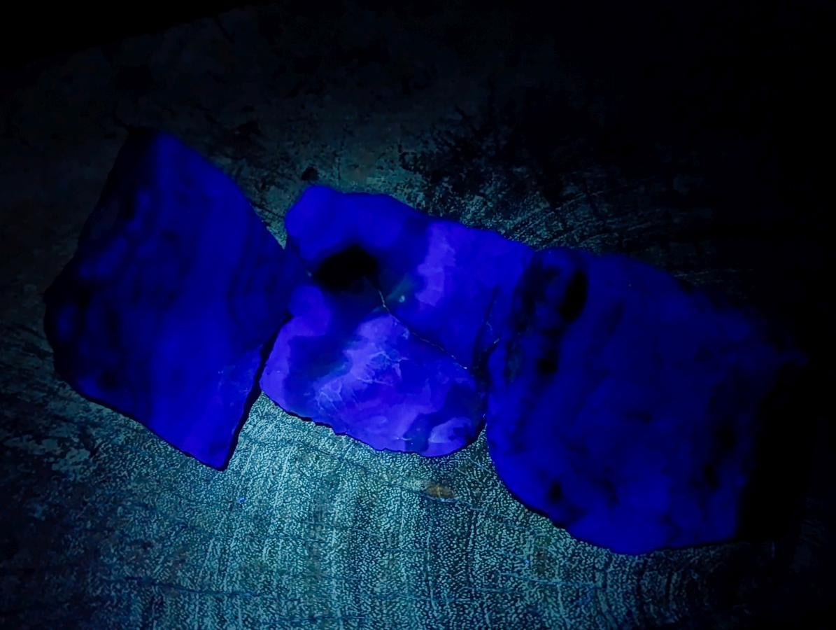 Polished On One Side Watermelon Fluorite Slices x 12 From Uis, Namibia