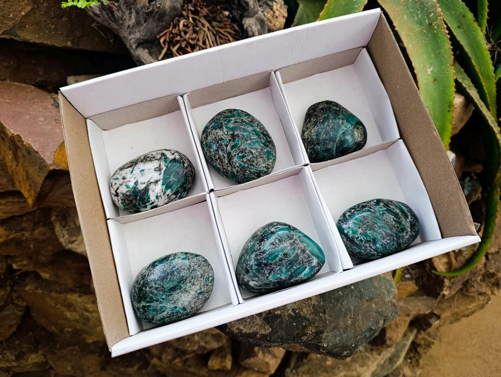 Polished Emerald Mica 'Mutokolite' Free Forms x 6 From Mutoko, Zimbabwe