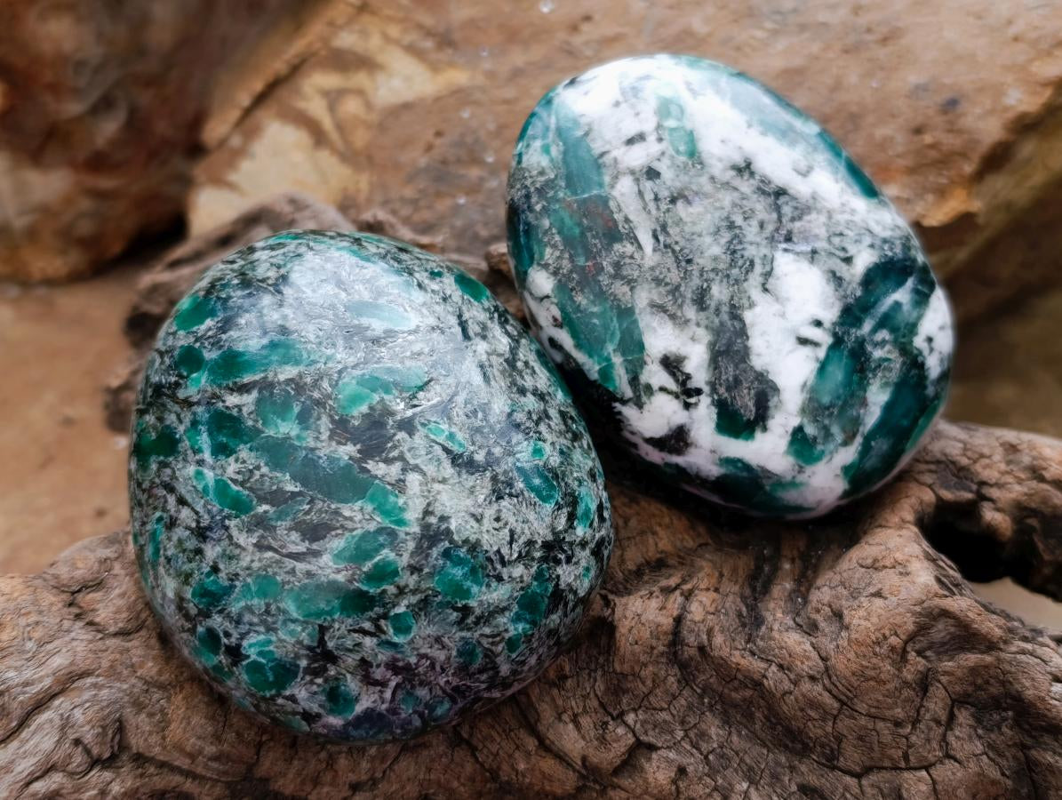 Polished Emerald Mica 'Mutokolite' Free Forms x 6 From Mutoko, Zimbabwe