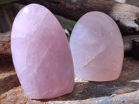 Polished Gemmy Rose Quartz Standing Free Forms x 3 From Madagascar