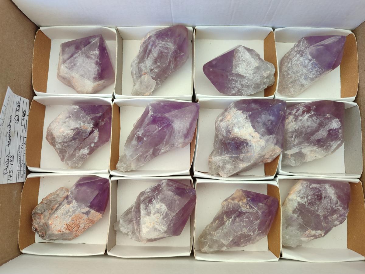 Polished Jacaranda Amethyst Crystals x 12 From Mumbwa, Zambia