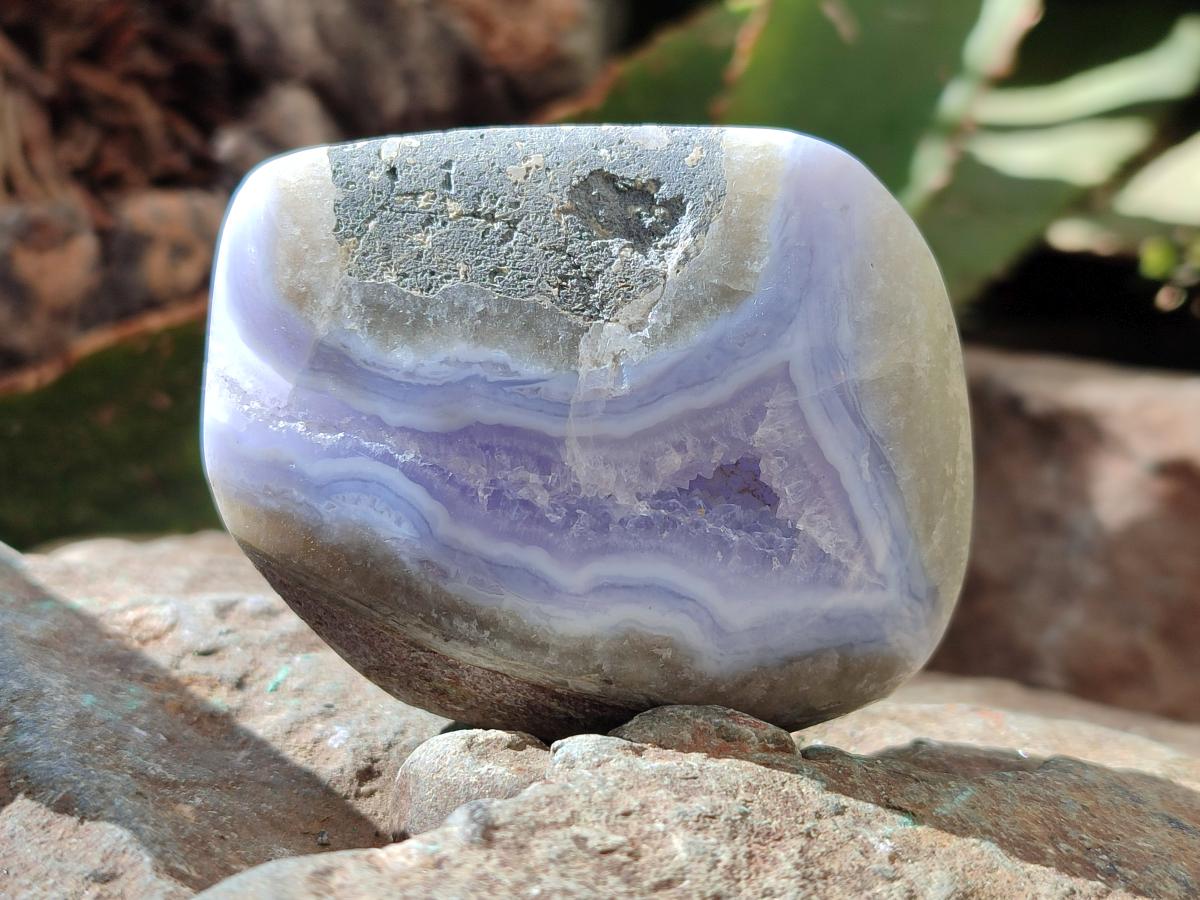 Polished Blue Lace Agate Free Forms x 6 From Nsanje, Malawi