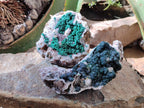 Natural Silky Ball Malachite and Drusy Quartz on Dolomite Specimens x 2 From Mindingi Mine, Kambove, Congo