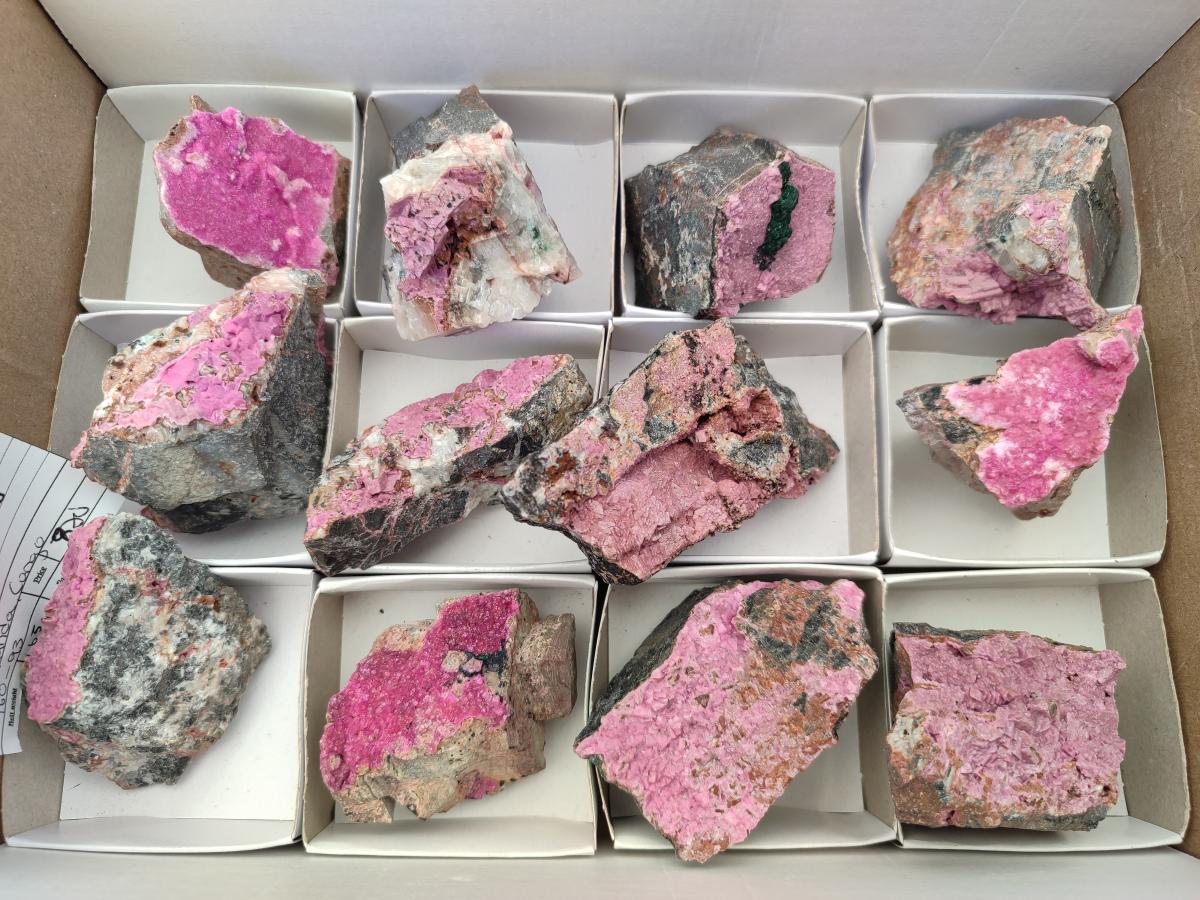 Natural Salrose Cobaltion Dolomite Specimens x 12 From Kakanda, Congo