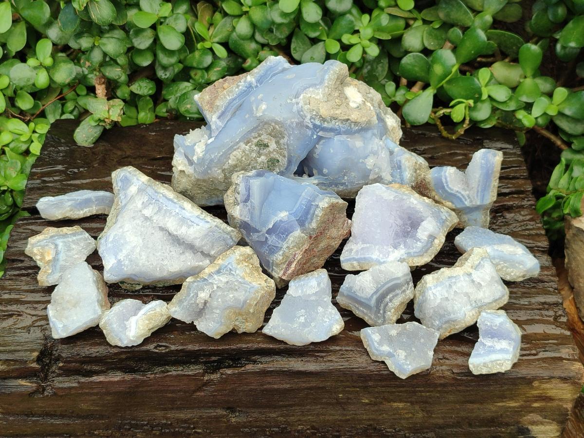 Natural Blue Lace Agate Geode Specimens x 3.89 kg Lot From Nsanje, Malawi