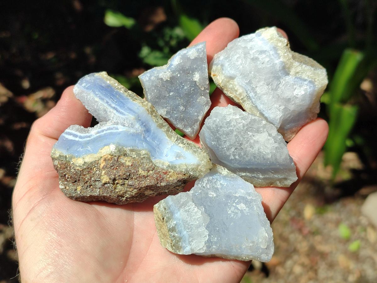 Natural Blue Lace Agate Geode Specimens x 3.89 kg Lot From Nsanje, Malawi