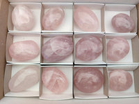 Polished Gemmy Rose Quartz Palm Stones x 12 From Madagascar