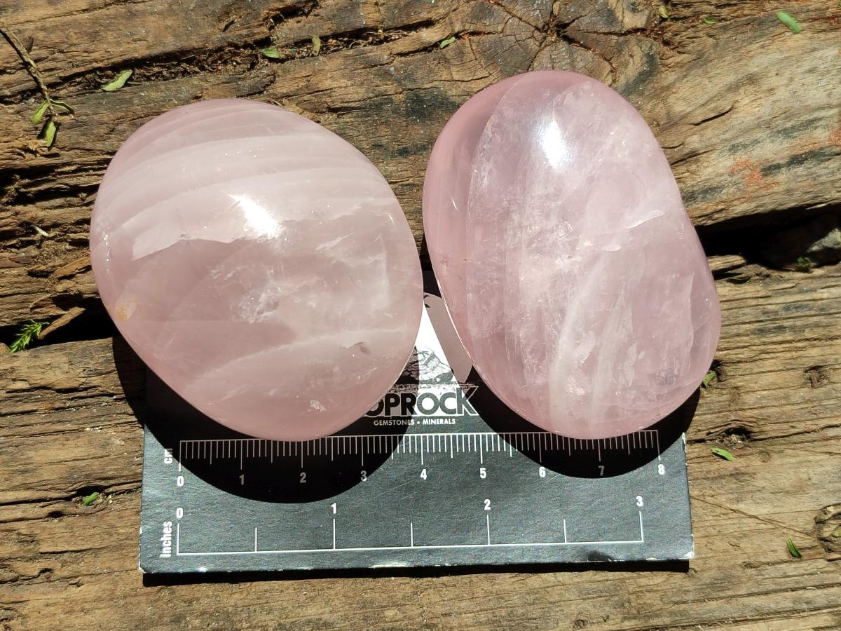 Polished Gemmy Rose Quartz Palm Stones x 12 From Madagascar