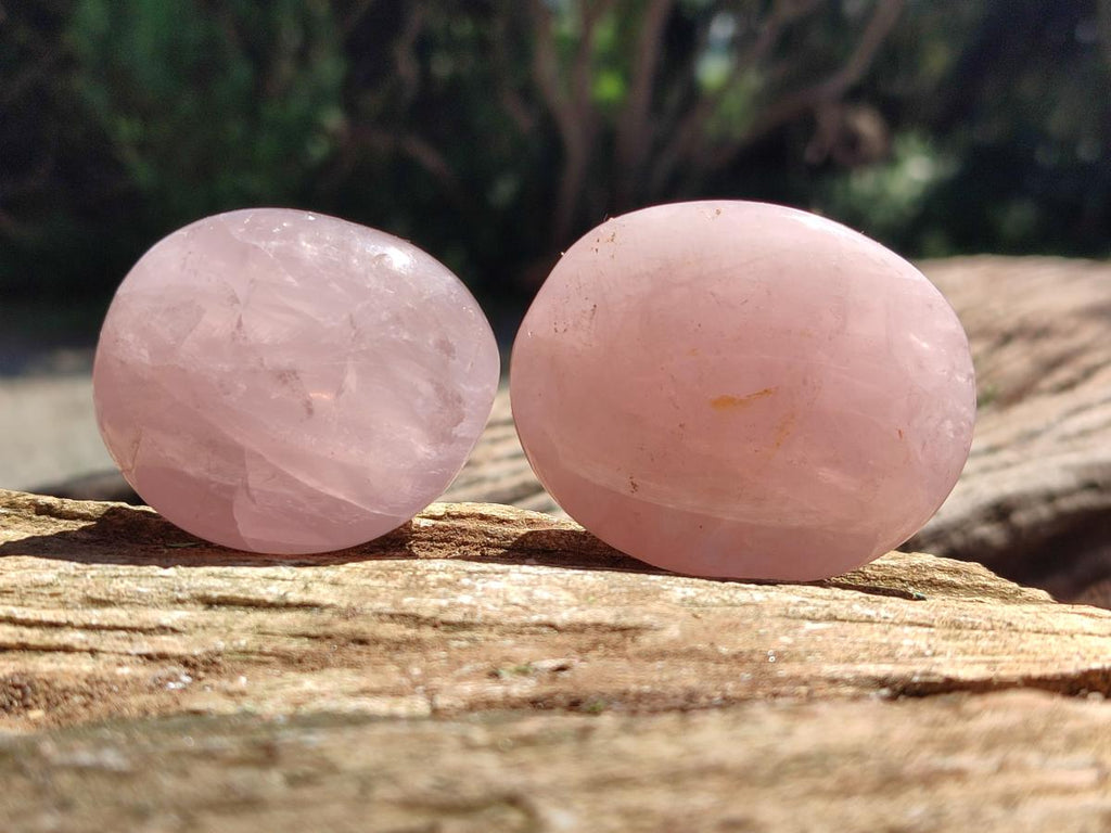Polished Gemmy Rose Quartz Palm Stones x 12 From Madagascar