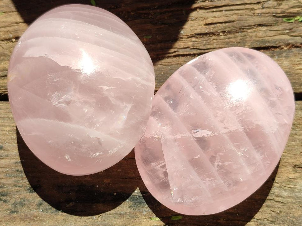 Polished Gemmy Rose Quartz Palm Stones x 12 From Madagascar