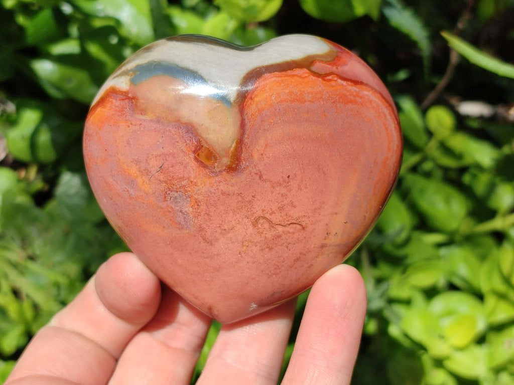 Polished Large Polychrome Jasper Hearts x 6 From NW Coast, Madagascar