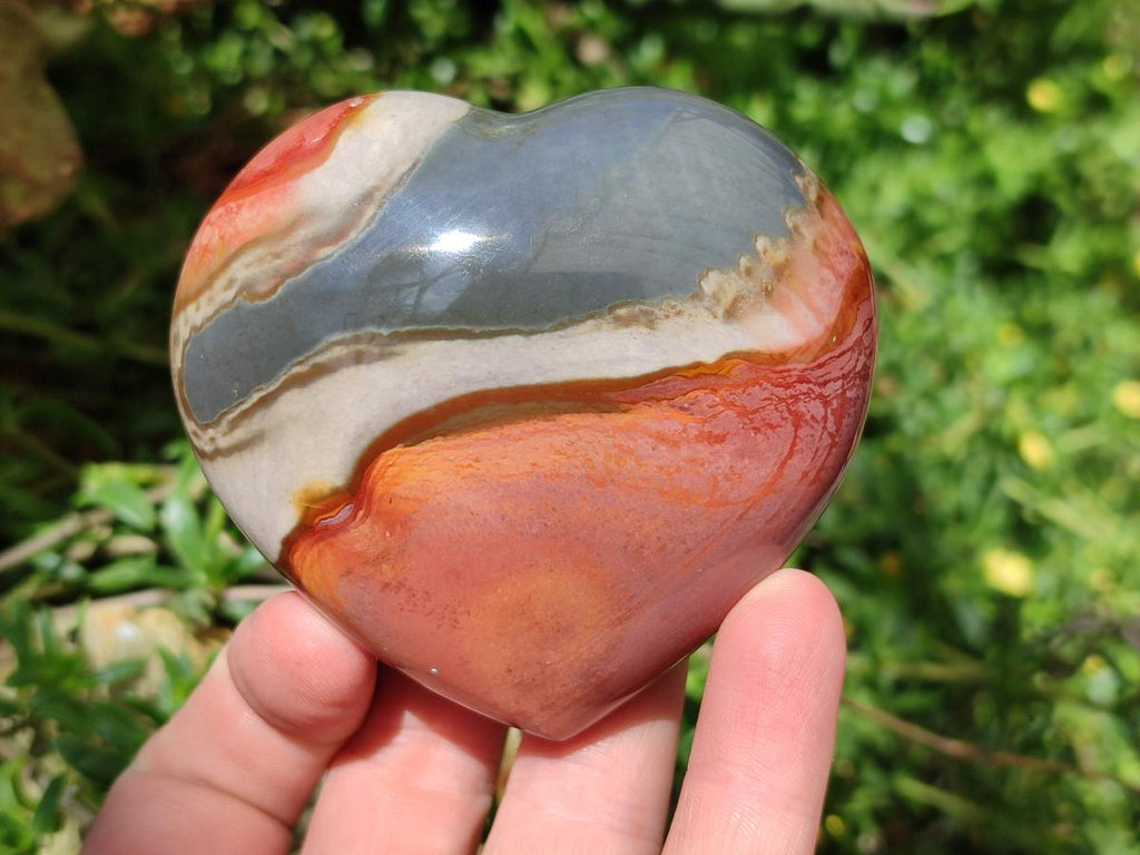 Polished Large Polychrome Jasper Hearts x 6 From NW Coast, Madagascar