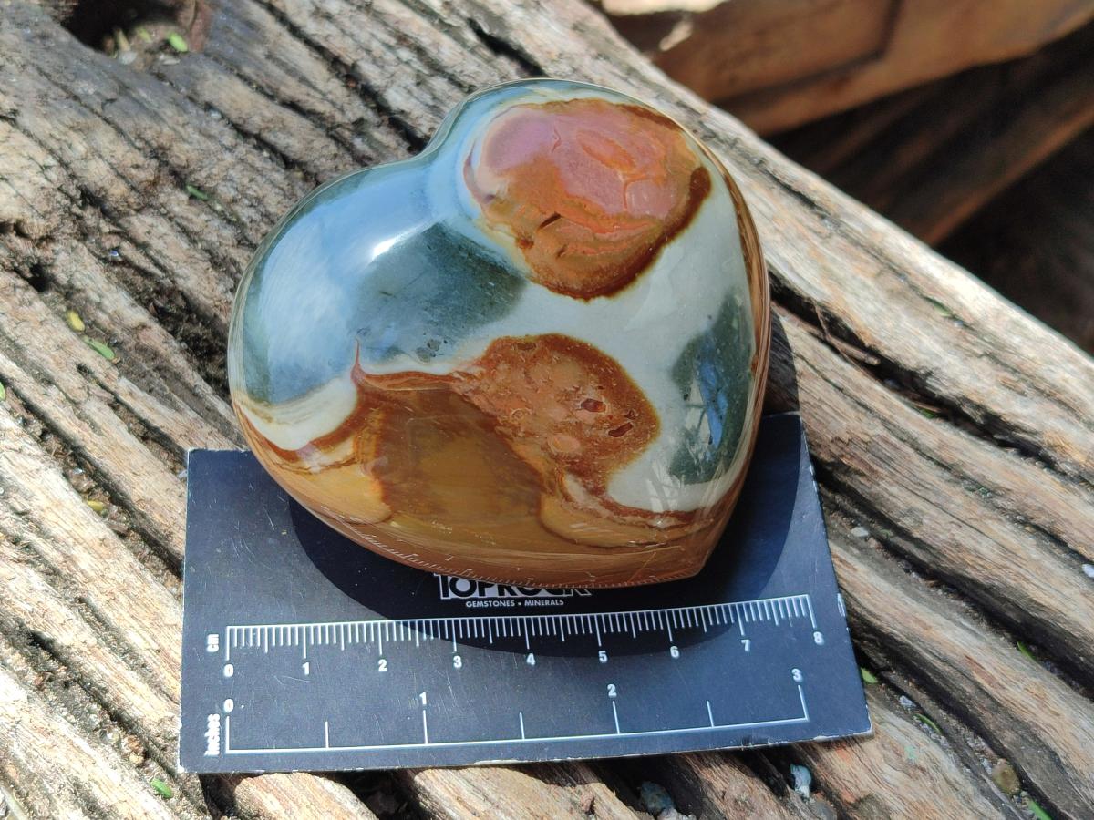 Polished Large Polychrome Jasper Hearts x 6 From NW Coast, Madagascar