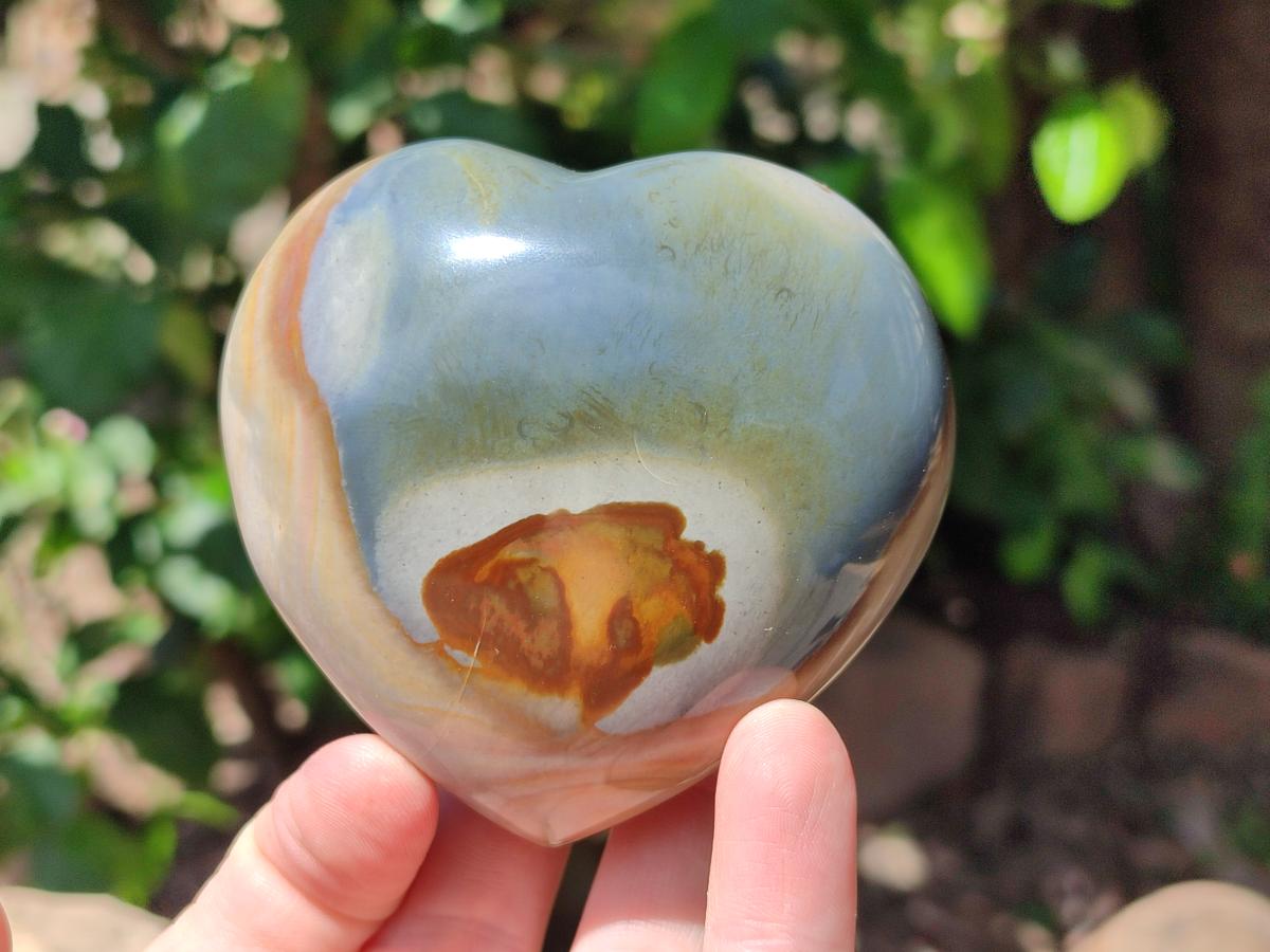 Polished Large Polychrome Jasper Hearts x 6 From NW Coast, Madagascar