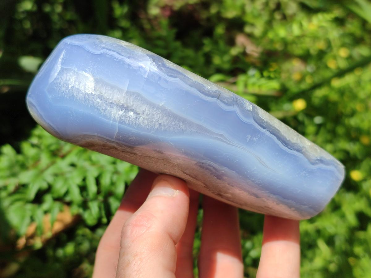 Polished Blue Lace Agate Standing Free Forms x 2 From Nsanje, Malawi
