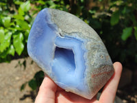 Polished Blue Lace Agate Standing Free Forms x 2 From Nsanje, Malawi