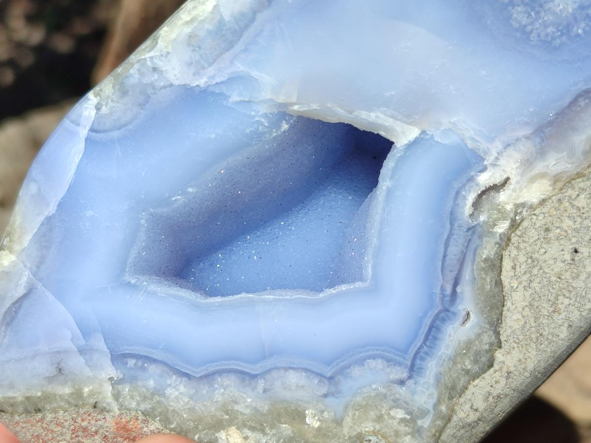 Polished Blue Lace Agate Standing Free Forms x 2 From Nsanje, Malawi