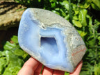 Polished Blue Lace Agate Standing Free Forms x 2 From Nsanje, Malawi
