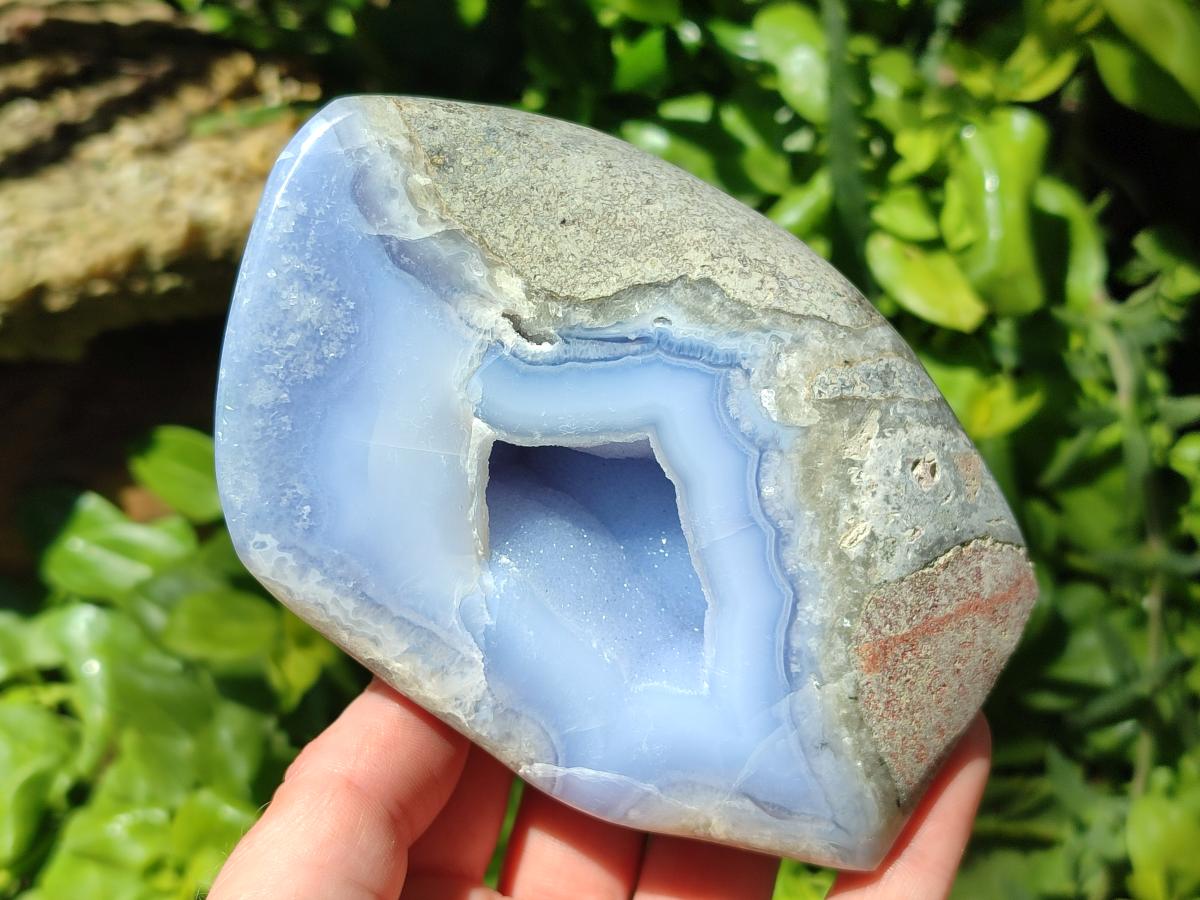 Polished Blue Lace Agate Standing Free Forms x 2 From Nsanje, Malawi
