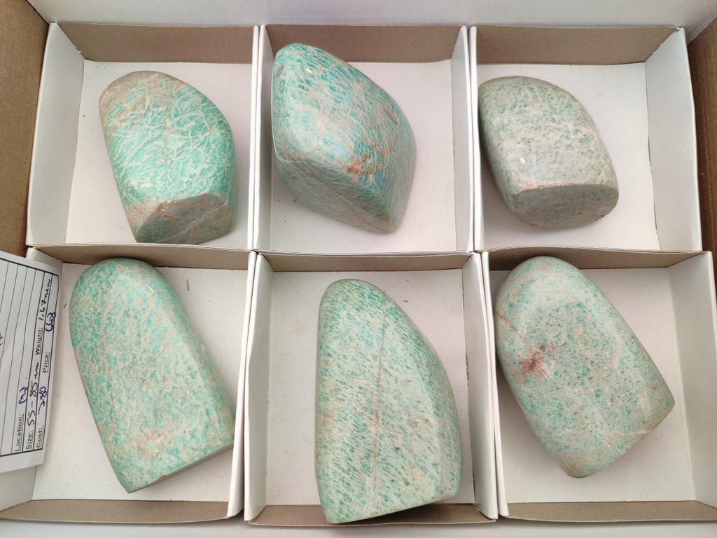 Polished Amazonite Standing Free Forms x 6 From Zimbabwe