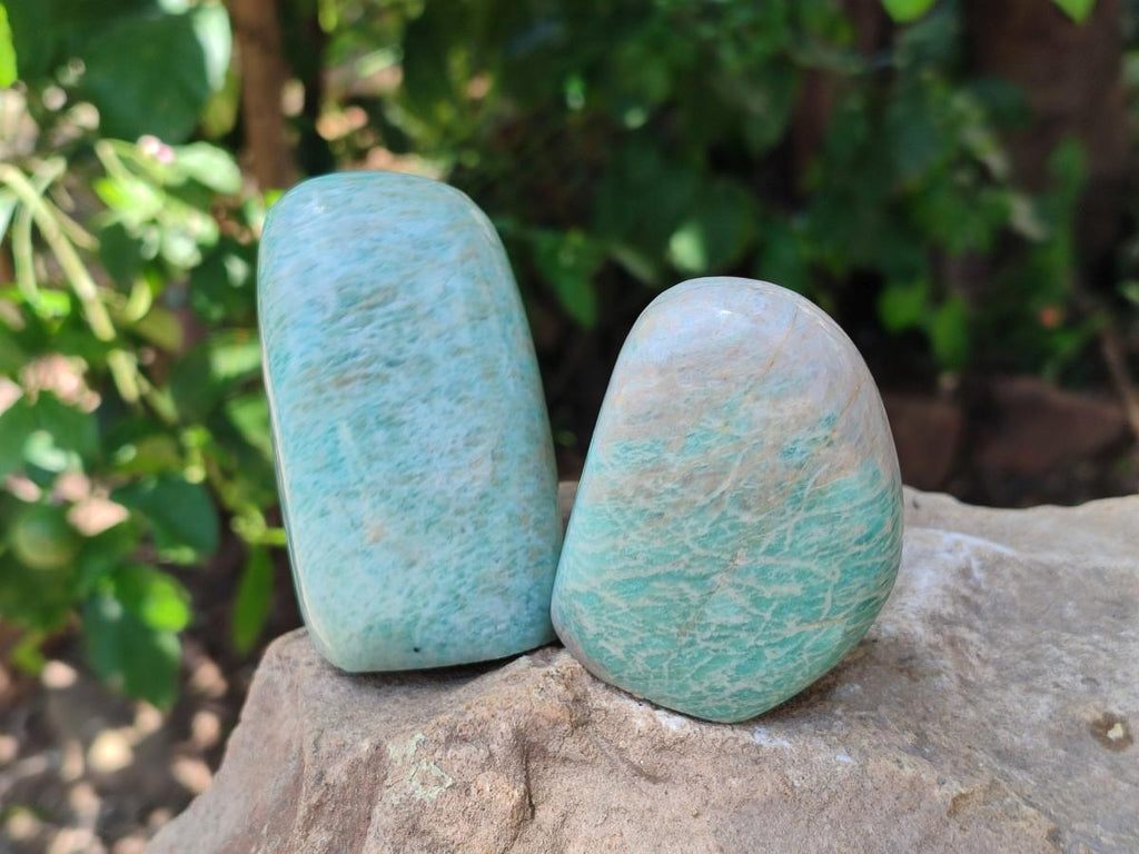 Polished Amazonite Standing Free Forms x 6 From Zimbabwe