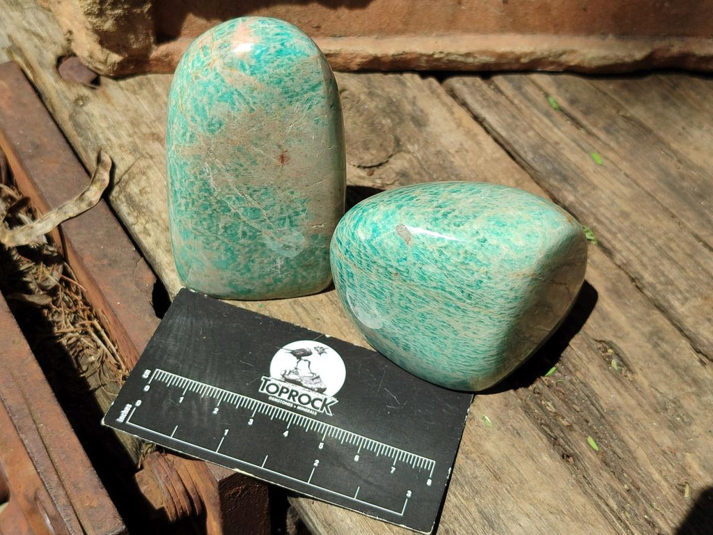 Polished Amazonite Standing Free Forms x 6 From Zimbabwe