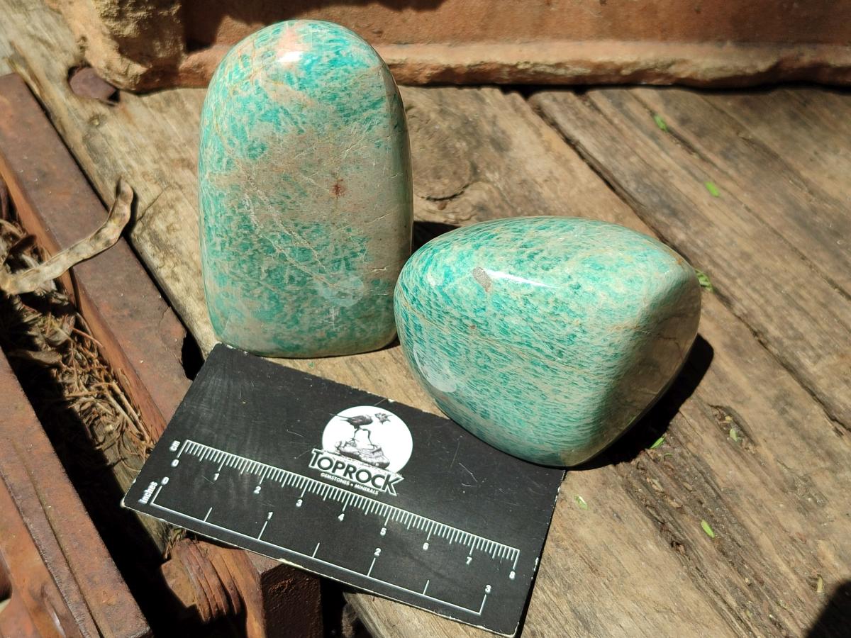 Polished Amazonite Standing Free Forms x 6 From Zimbabwe