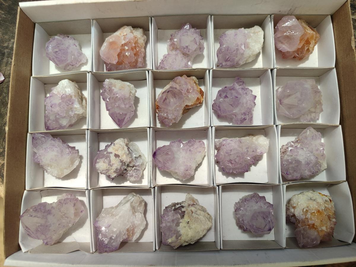 Natural Sunburst Amethyst Spirit Crystals x 20 From Boekenhouthoek, South Africa