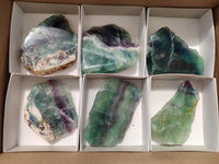 Polished On One Side Watermelon Fluorite Slices x 6 From Uis, Namibia