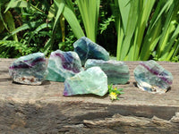 Polished On One Side Watermelon Fluorite Slices x 6 From Uis, Namibia